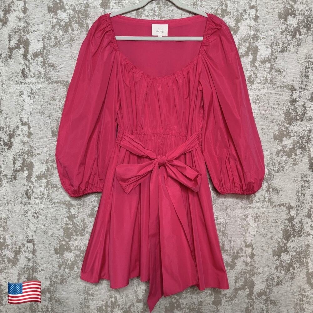 Cinq A Sept Delilah Puff Sleeve Mini Dress in Pink Azalea